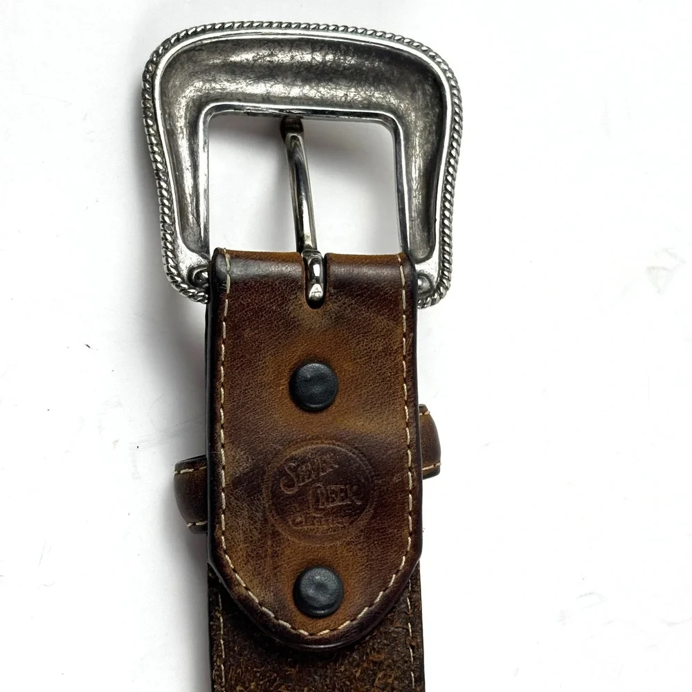 Silver Creek Leather Belt‎ Mens 40 Brown Southwestern Woven Braided Buckle Aztec